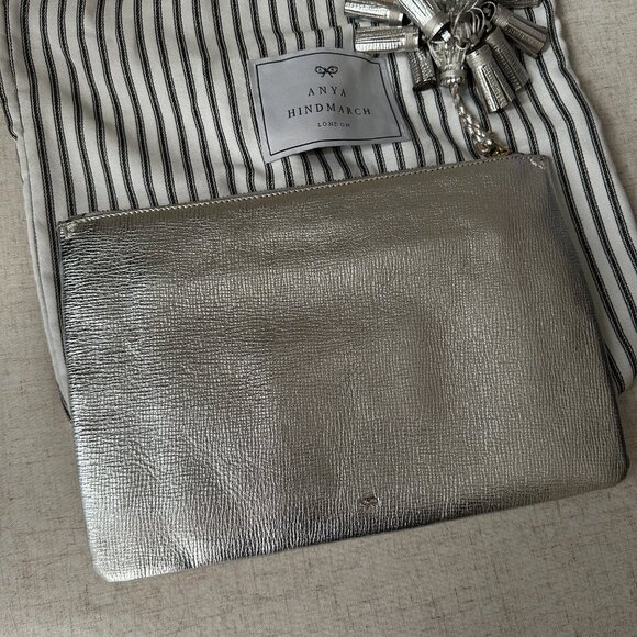 Anya Hindmarch Georgiana All Over Wink Sticker Clutch Bag, Metallic Silver - Picture 5 of 9